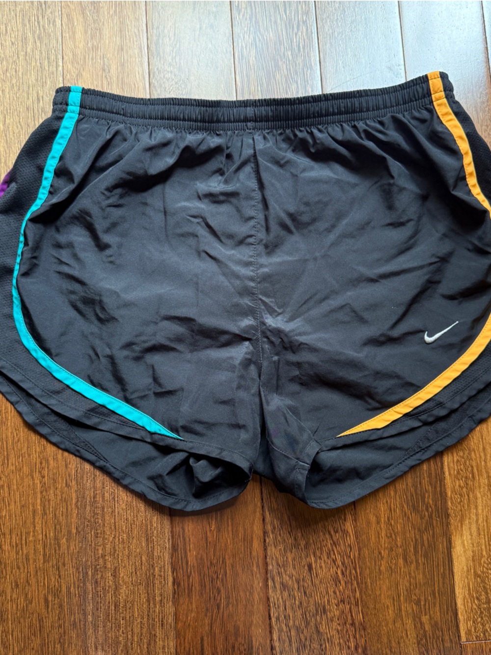 Nike Black Running Shorts with Teal & Orange Trim Size Small